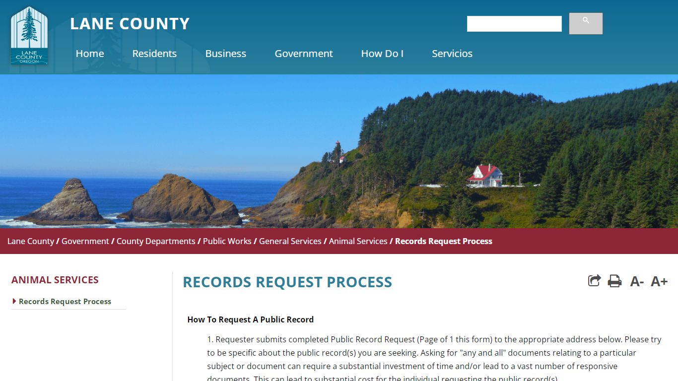 Records Request Process - Lane County